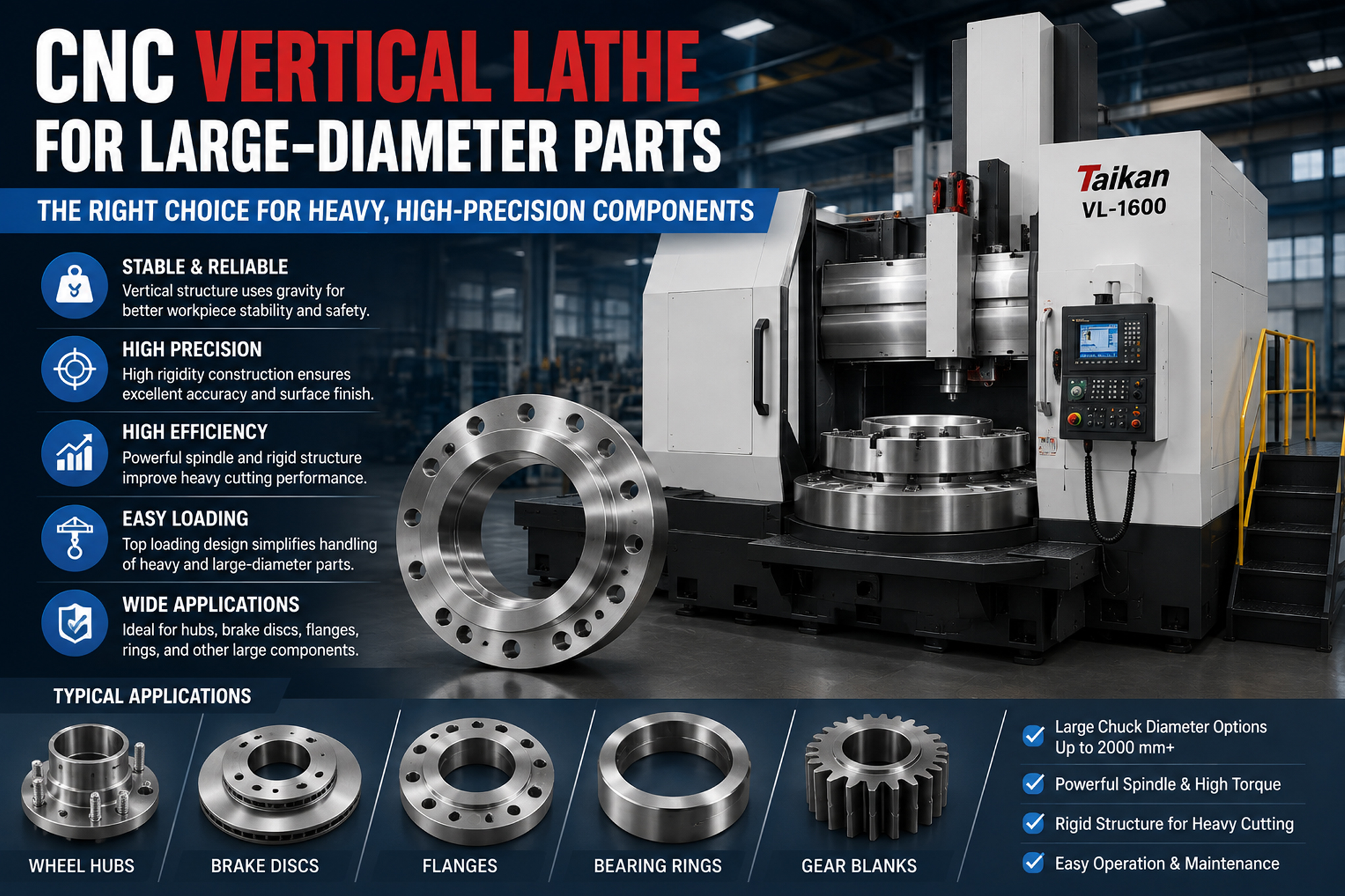 CNC Vertical Lathe for Large-Diameter Parts: How to Choose for Hubs, Brake Discs, and Heavy Components